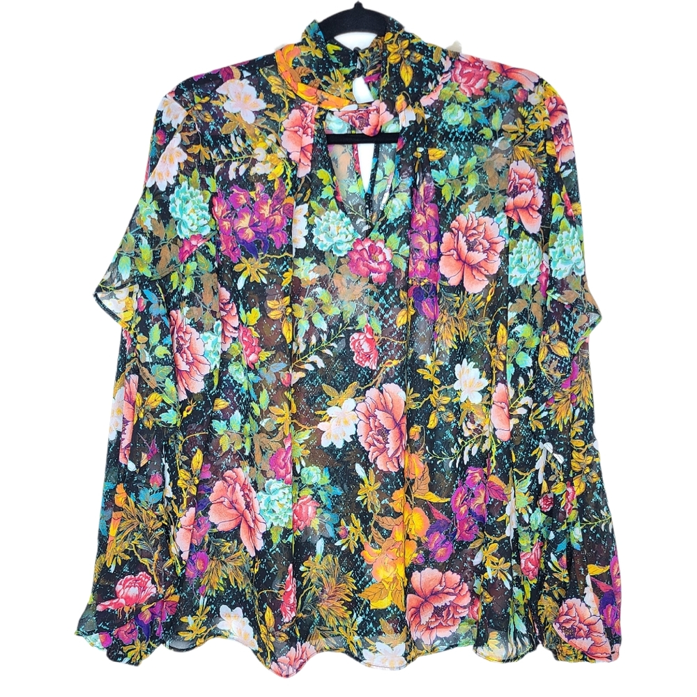 Bold Elements Floral Blouse Medium - image 1